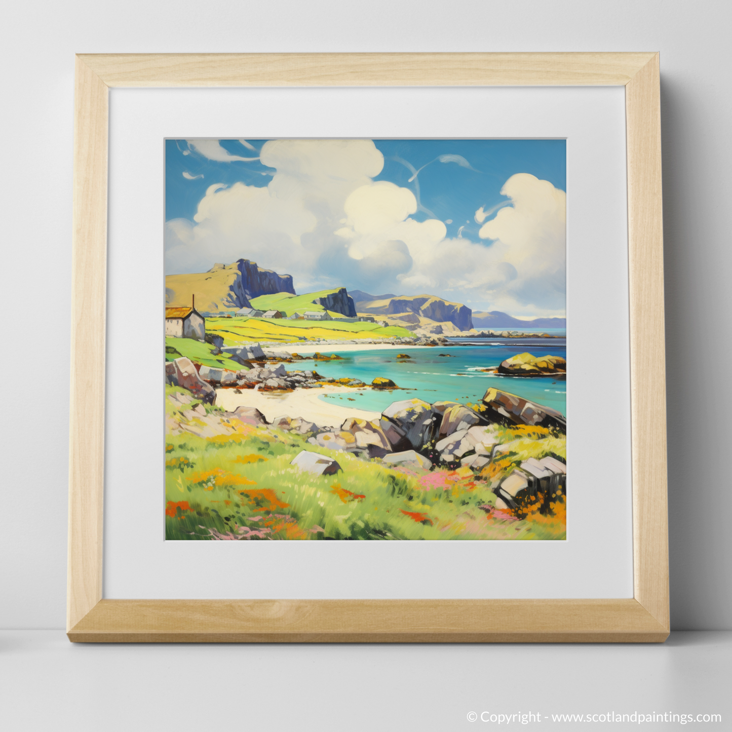 Art Print of Isle of Mull, Inner Hebrides in summer with a natural frame