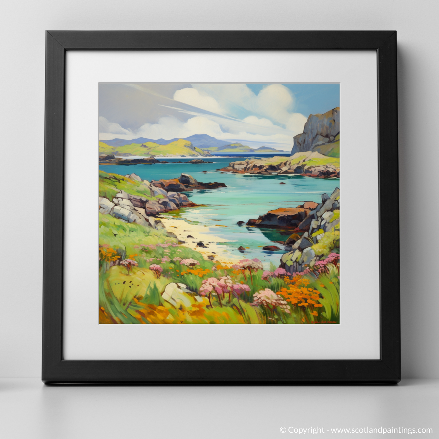 Art Print of Isle of Mull, Inner Hebrides in summer with a black frame