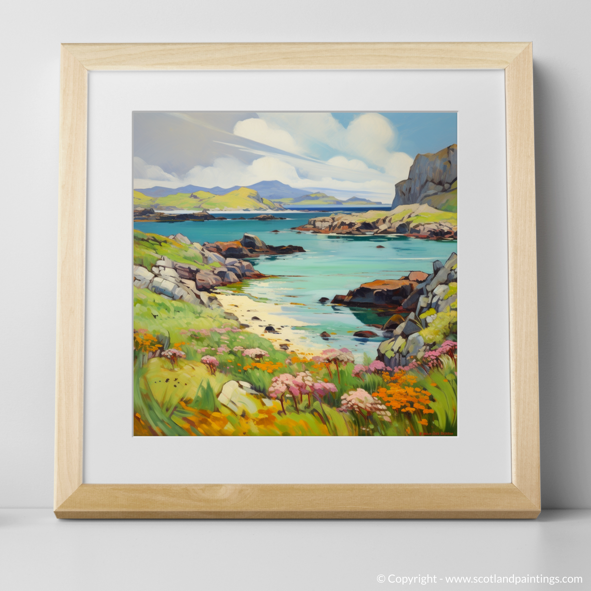 Art Print of Isle of Mull, Inner Hebrides in summer with a natural frame