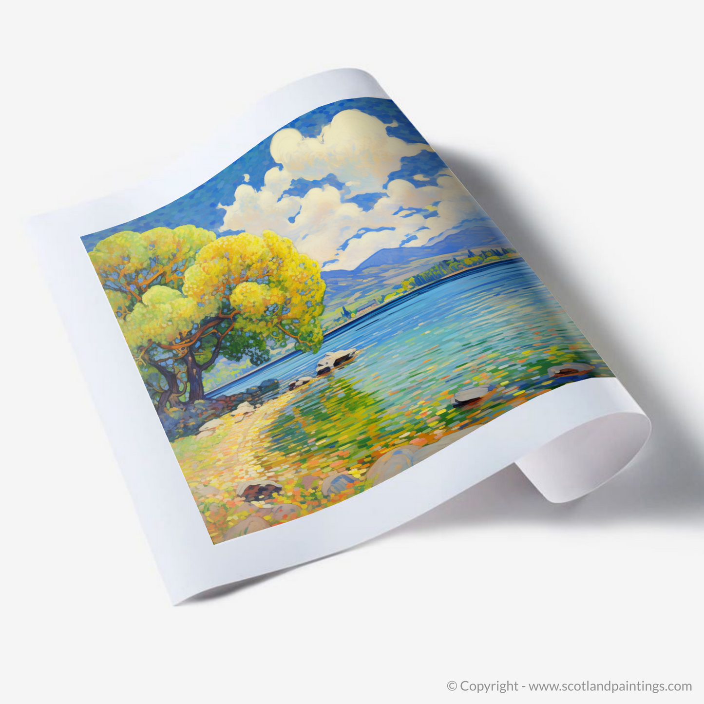 Painting and Art Print of Loch Lomond in summer. Summer Serenade at Loch Lomond.