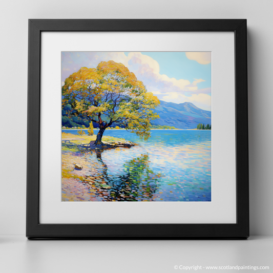 Art Print of Loch Lomond in summer with a black frame