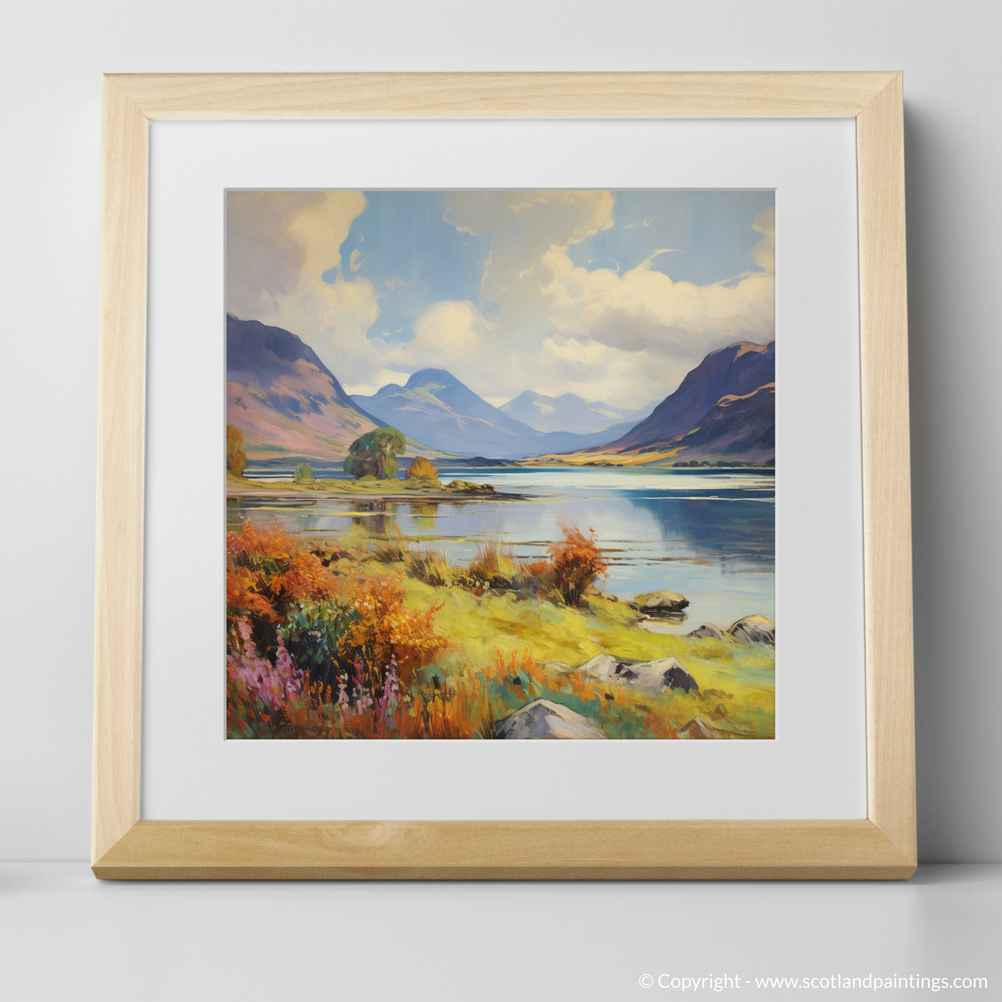 Art Print of Loch Leven, Highlands in summer with a natural frame