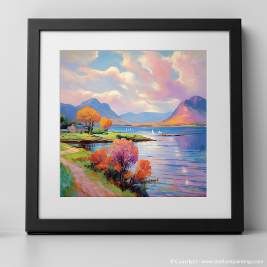 Art Print of Loch Leven, Highlands in summer with a black frame