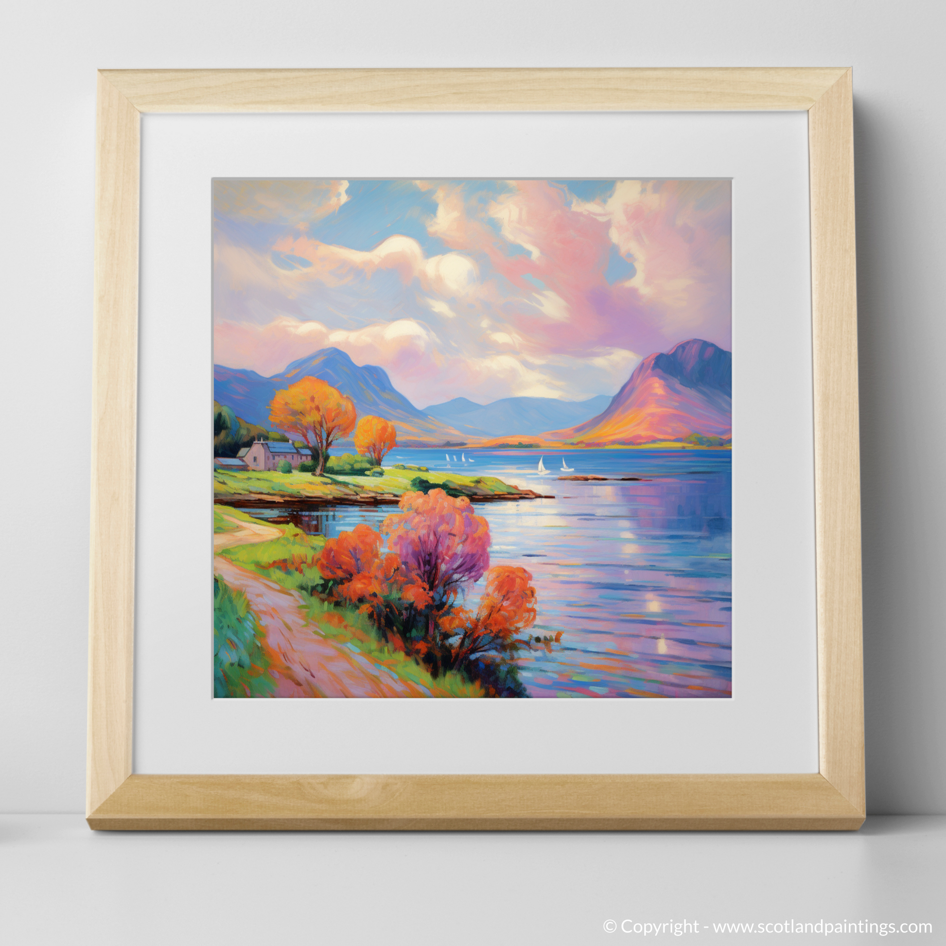Art Print of Loch Leven, Highlands in summer with a natural frame