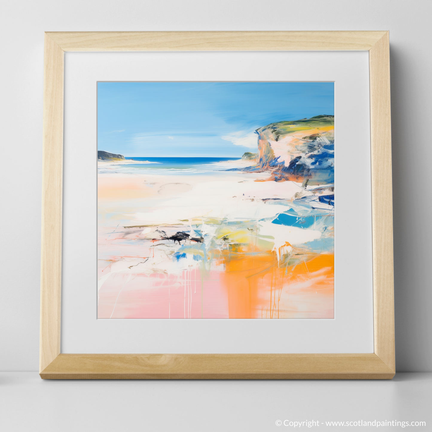 Art Print of Lunan Bay, Angus in summer with a natural frame