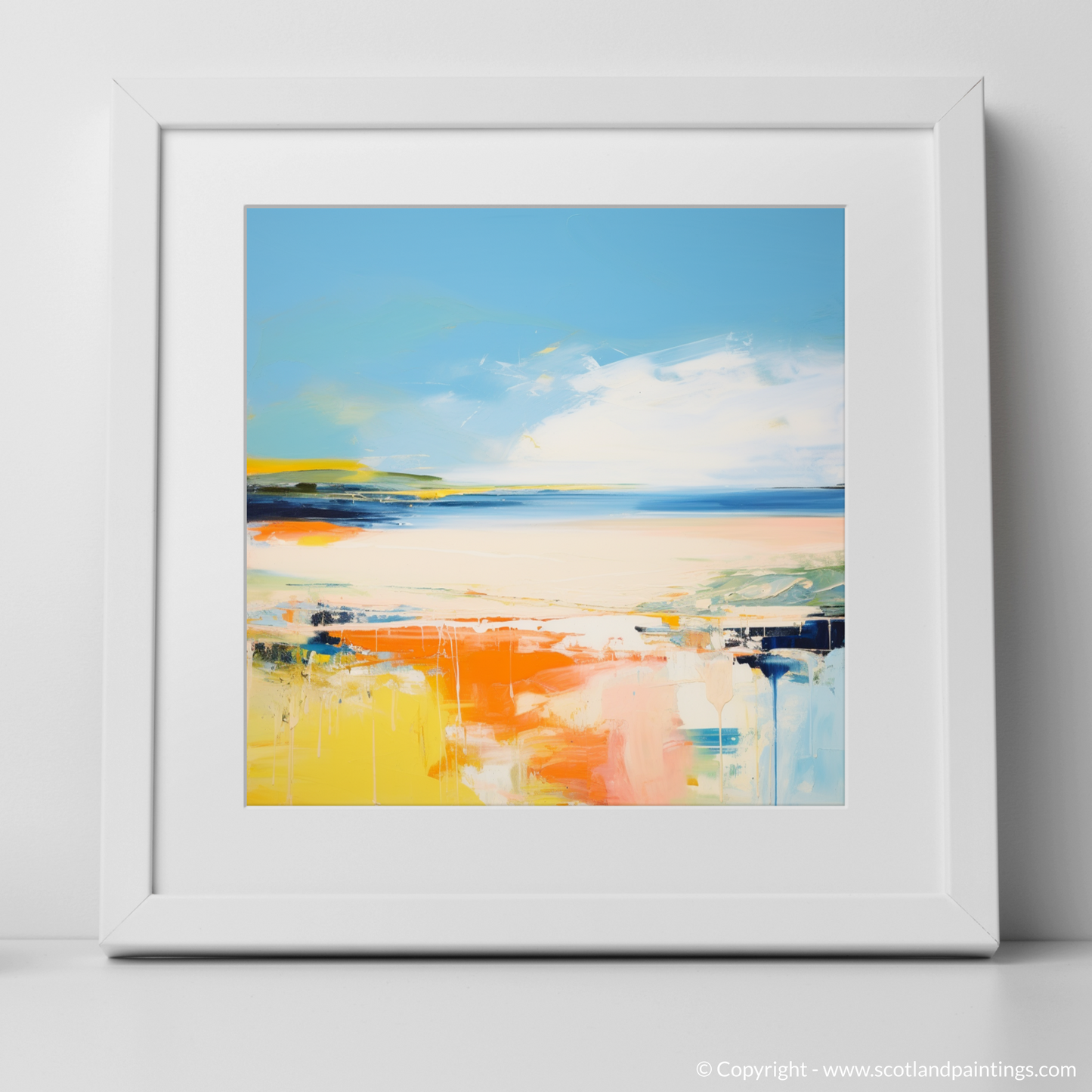 Art Print of Lunan Bay, Angus in summer with a white frame