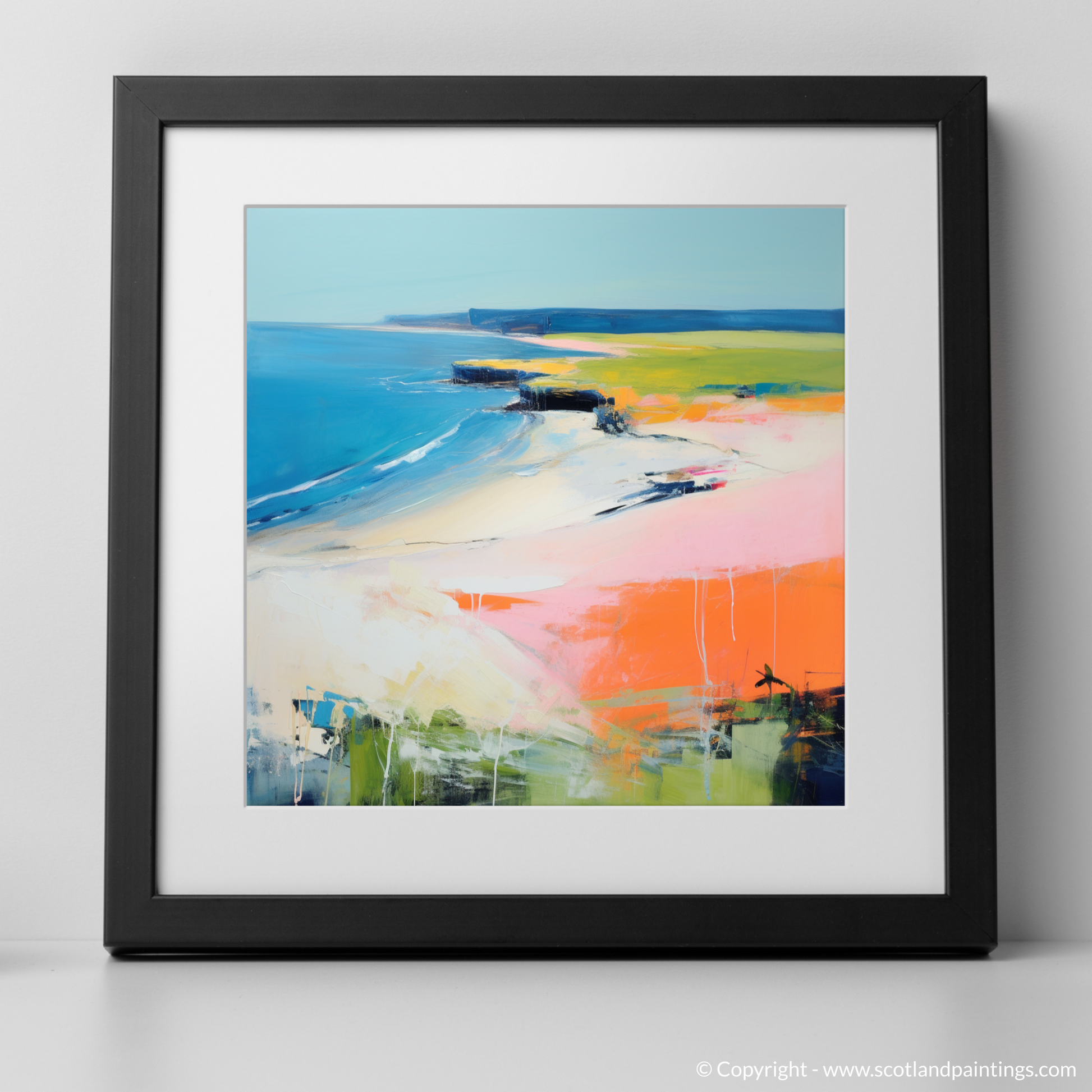 Art Print of Lunan Bay, Angus in summer with a black frame