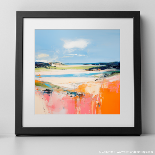Art Print of Lunan Bay, Angus in summer with a black frame