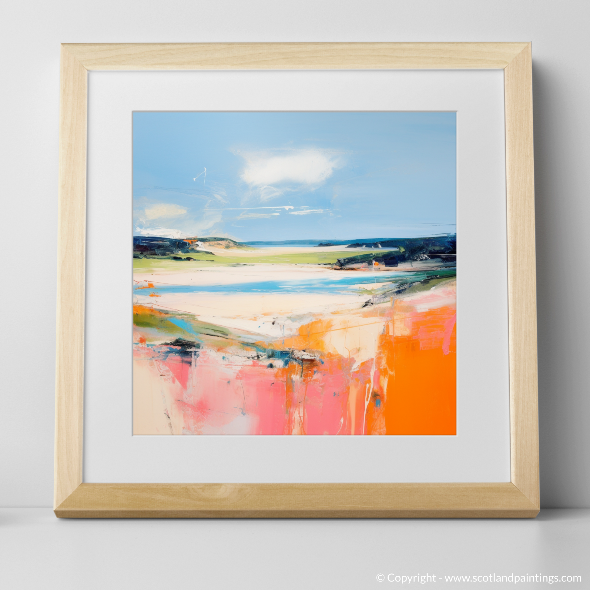 Art Print of Lunan Bay, Angus in summer with a natural frame