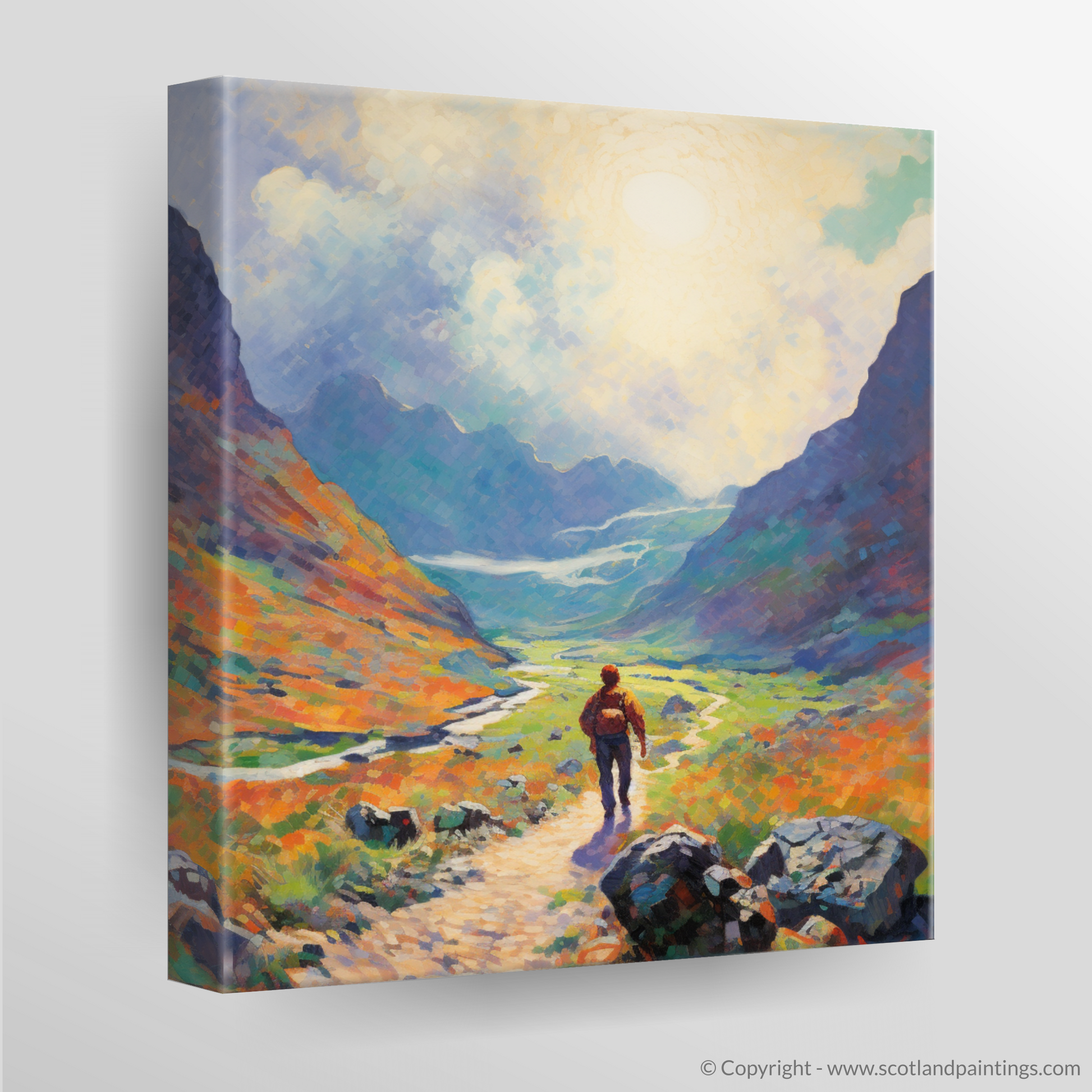 Canvas Print of Lone hiker in Glencoe during summer