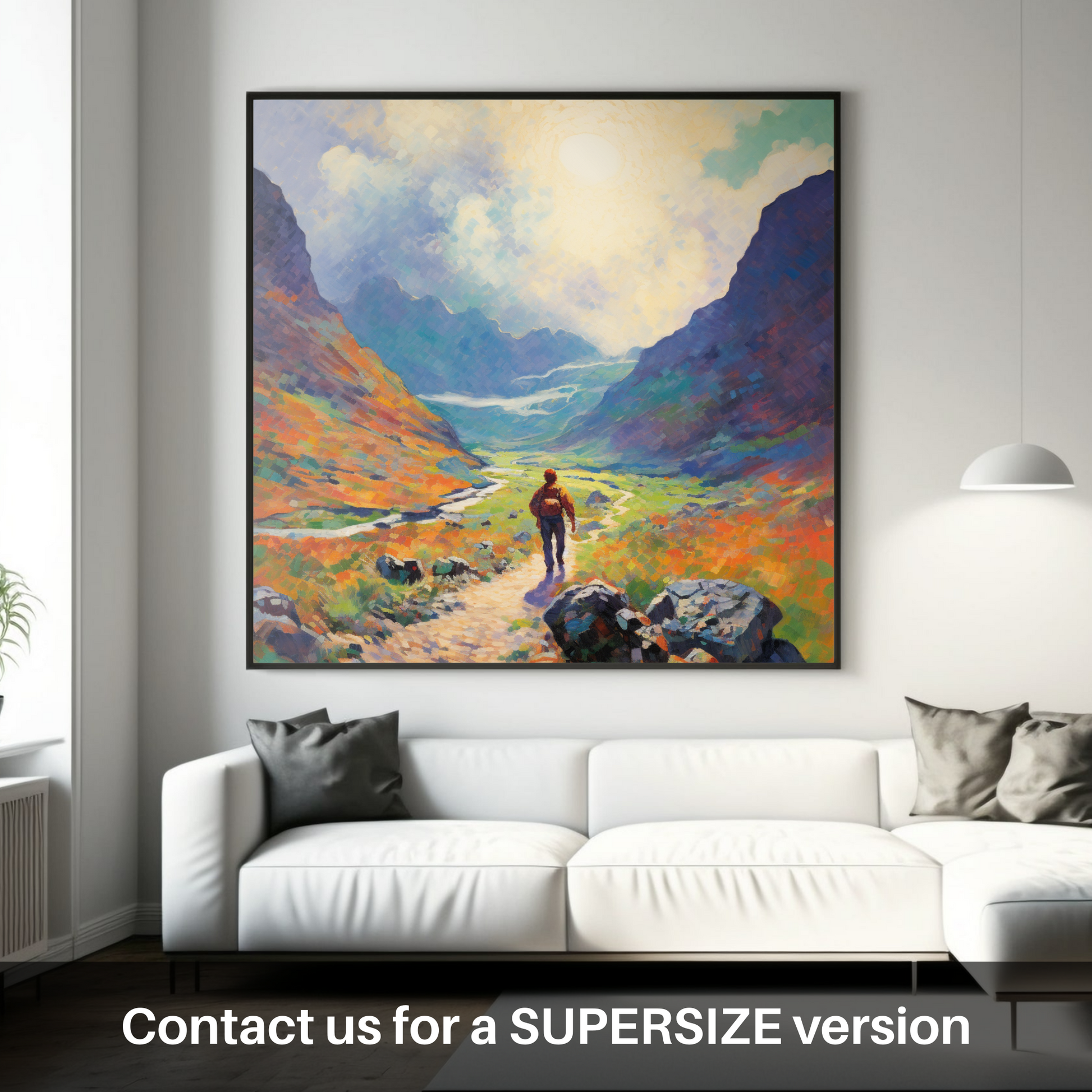 Huge supersize print of Lone hiker in Glencoe during summer