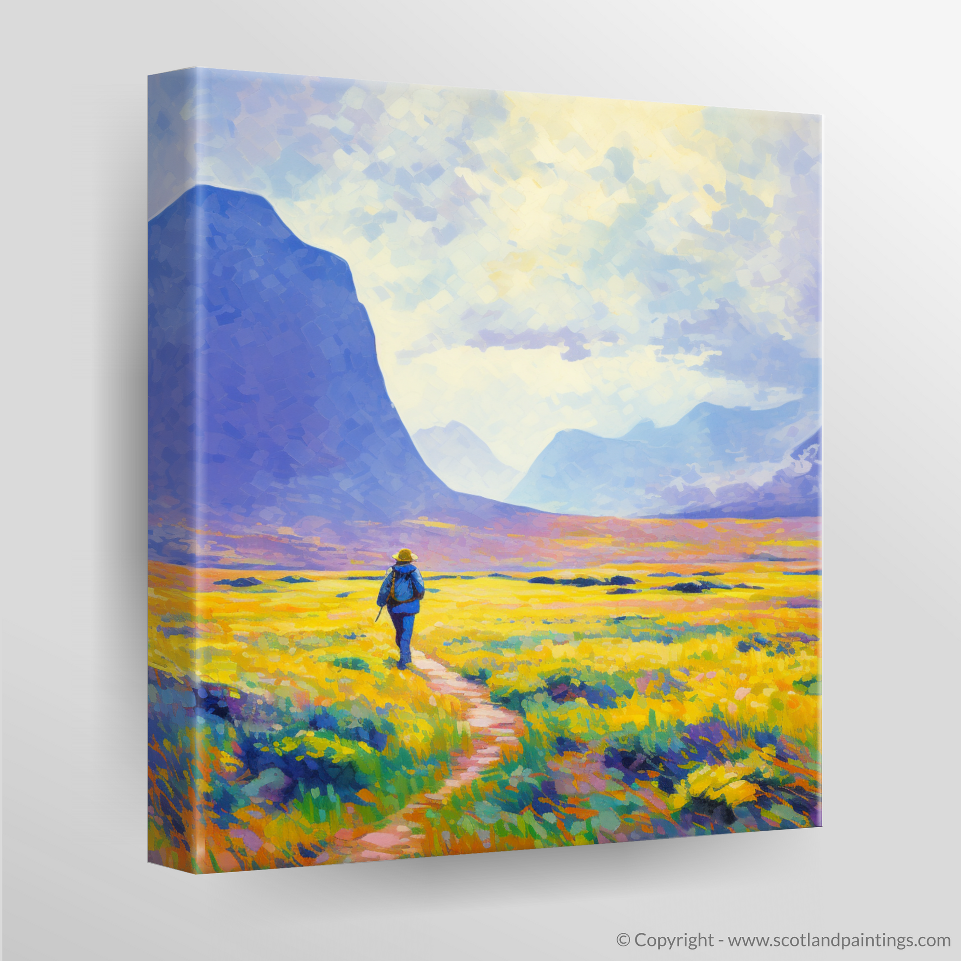 Canvas Print of Lone hiker in Glencoe during summer