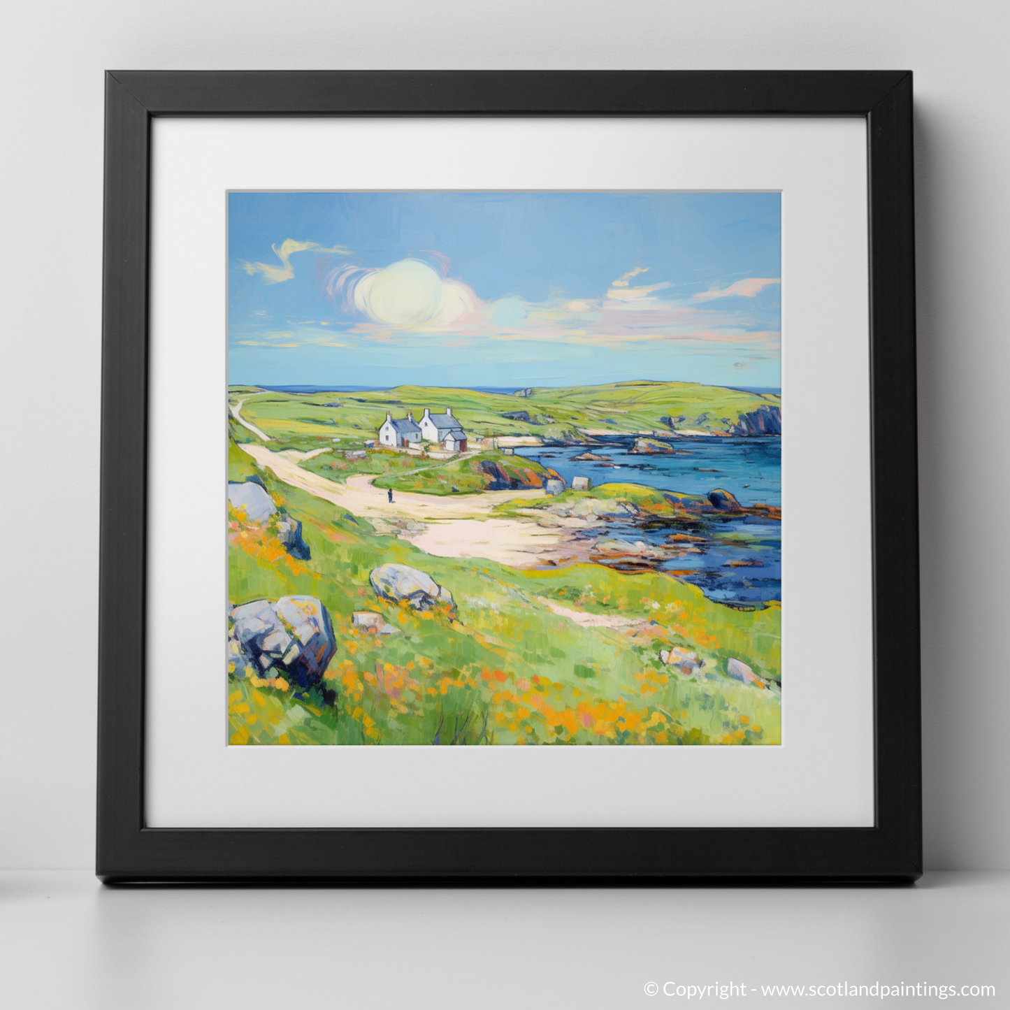 Art Print of Isle of Lewis, Outer Hebrides in summer with a black frame