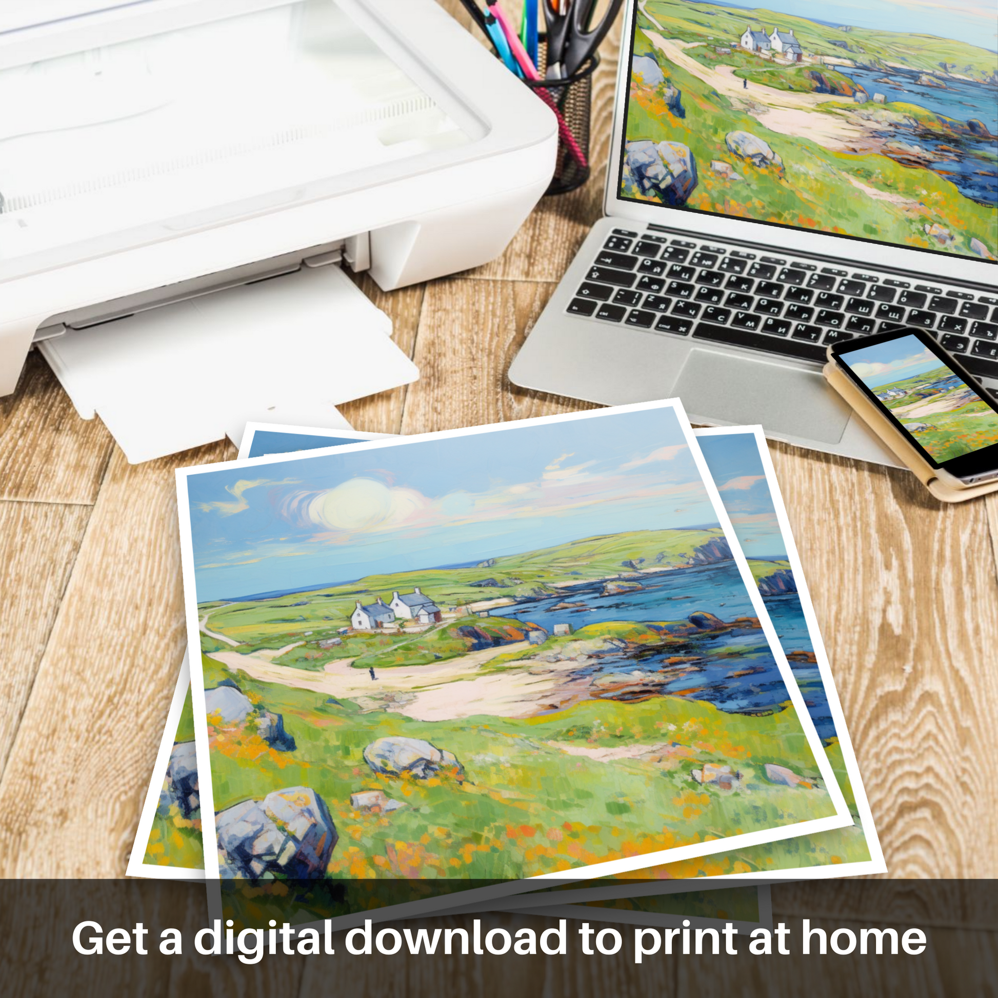 Downloadable and printable picture of Isle of Lewis, Outer Hebrides in summer