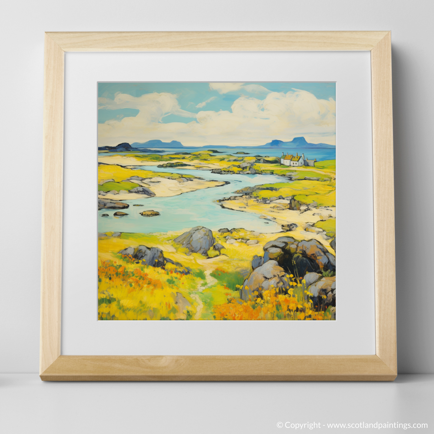 Art Print of Isle of Lewis, Outer Hebrides in summer with a natural frame