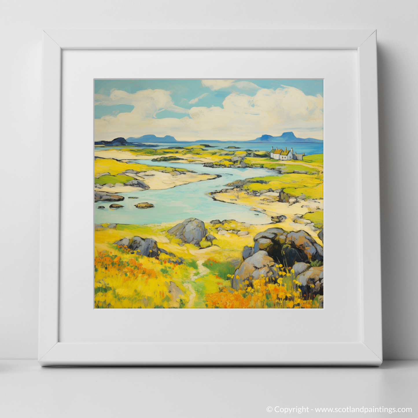 Art Print of Isle of Lewis, Outer Hebrides in summer with a white frame
