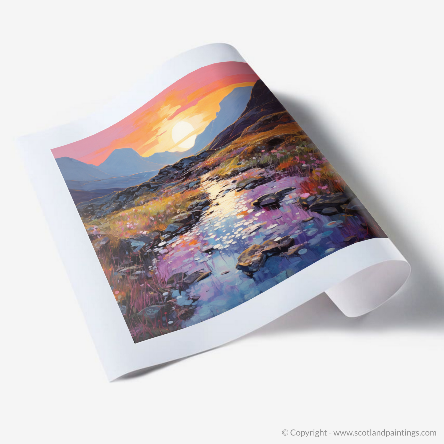 Art Print of Isle of Skye Fairy Pools at dusk in summer