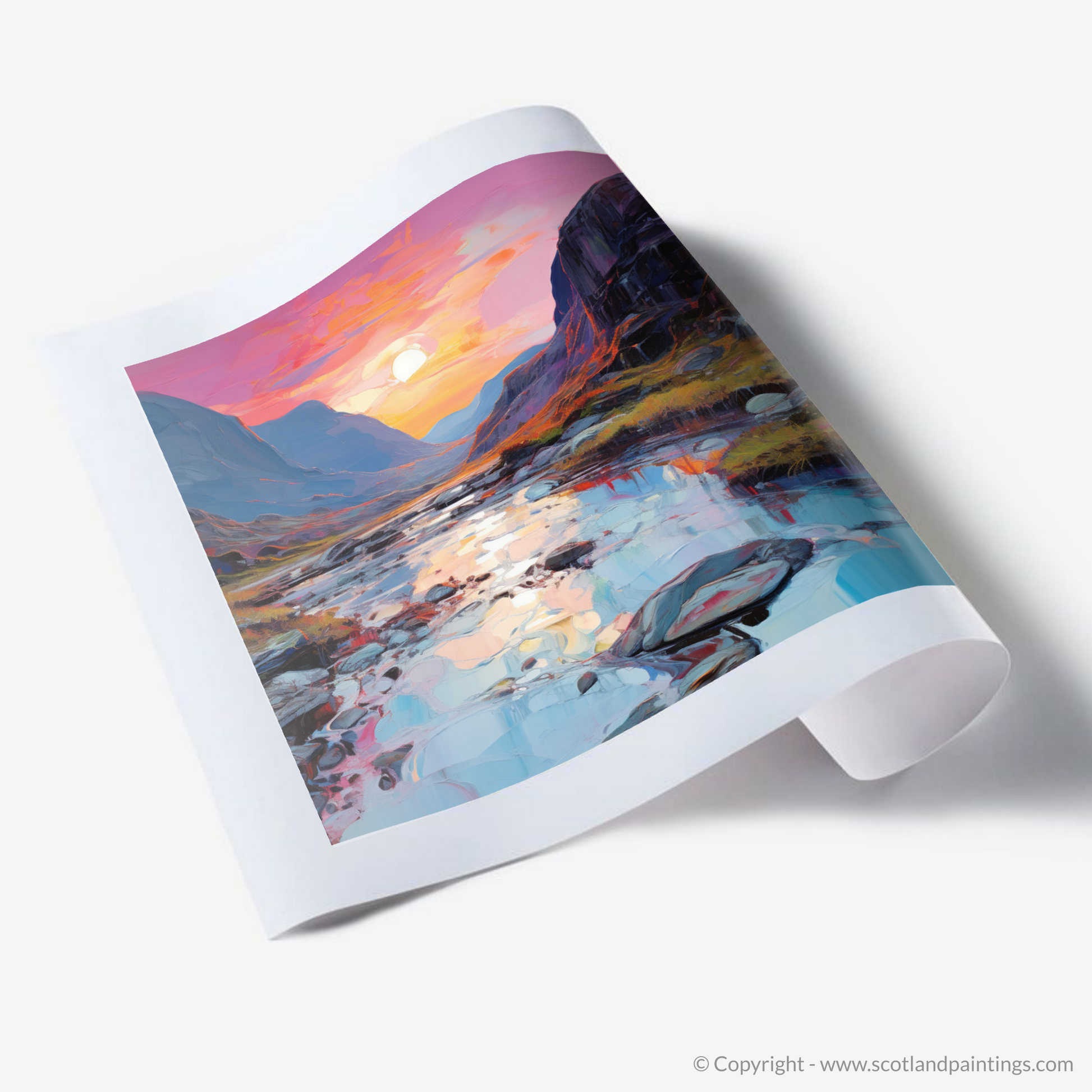 Art Print of Isle of Skye Fairy Pools at dusk in summer