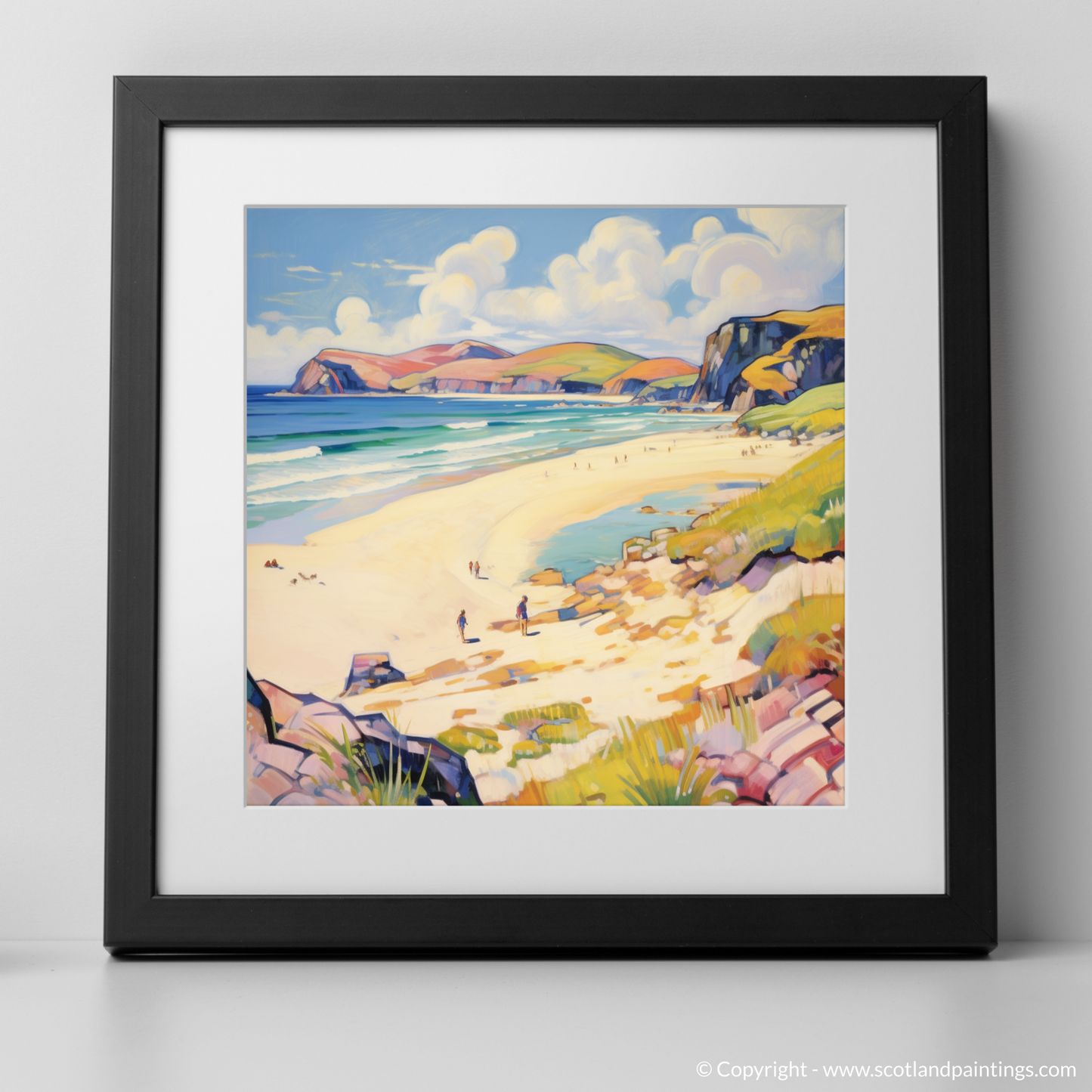 Art Print of Sandwood Bay, Sutherland in summer with a black frame