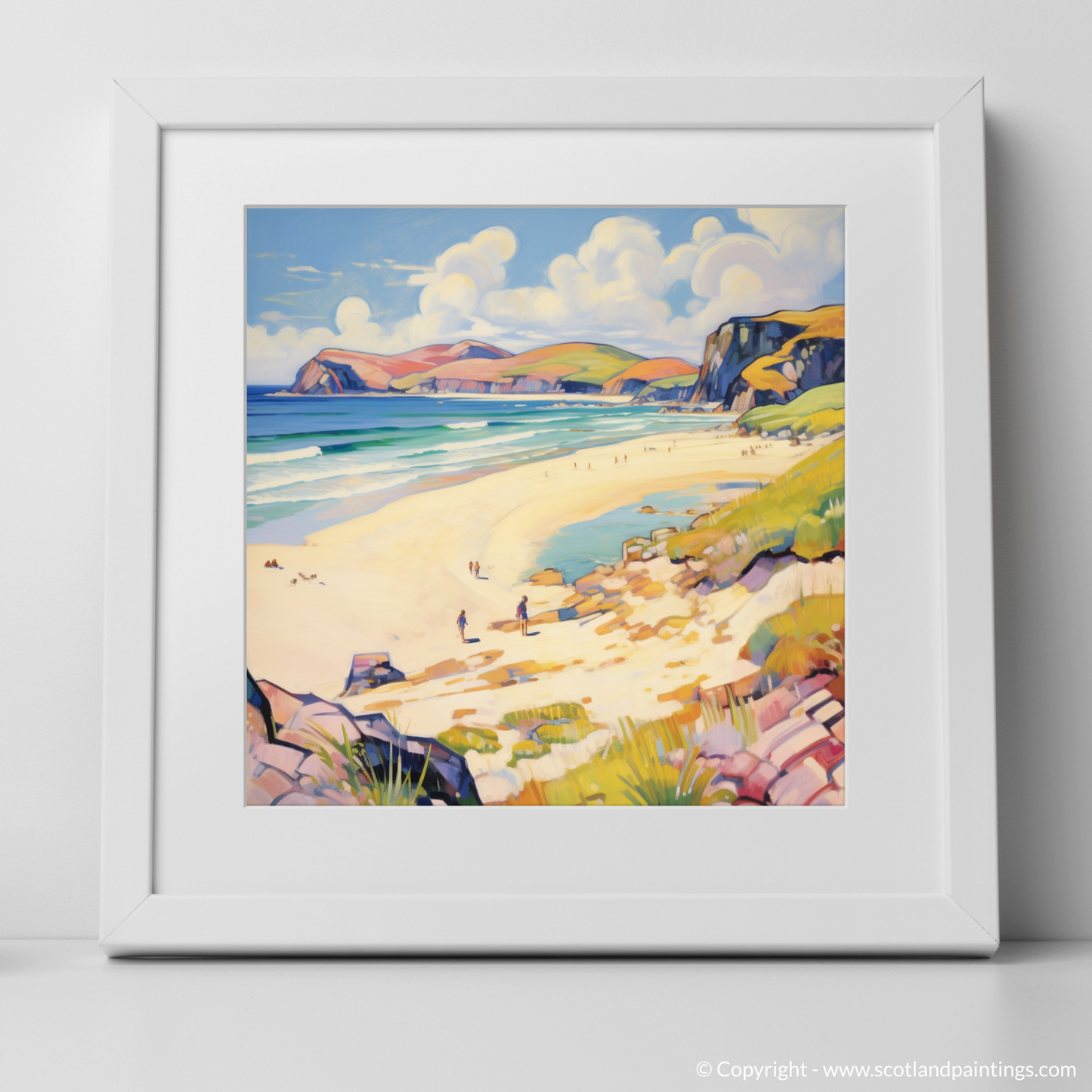 Art Print of Sandwood Bay, Sutherland in summer with a white frame