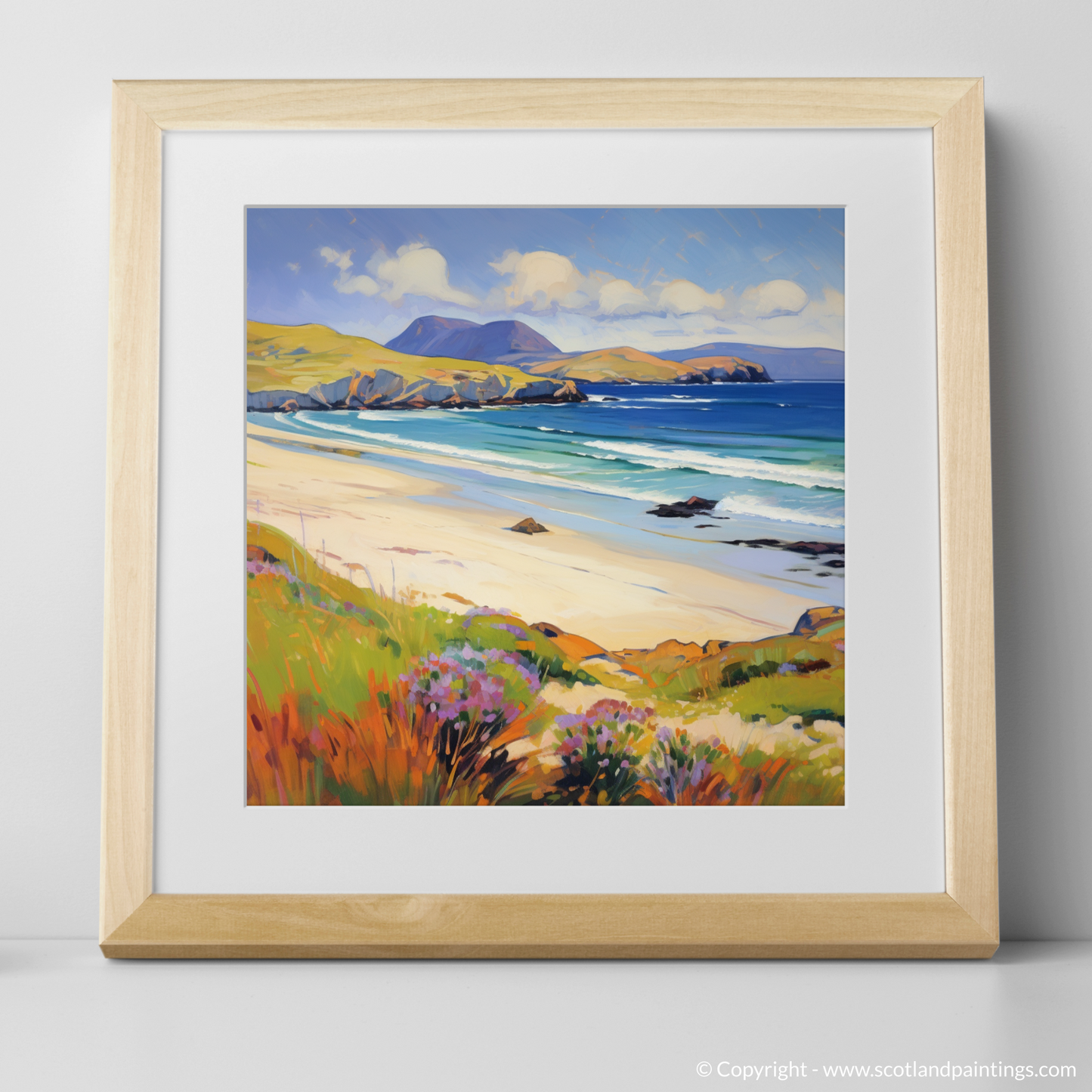 Art Print of Sandwood Bay, Sutherland in summer with a natural frame