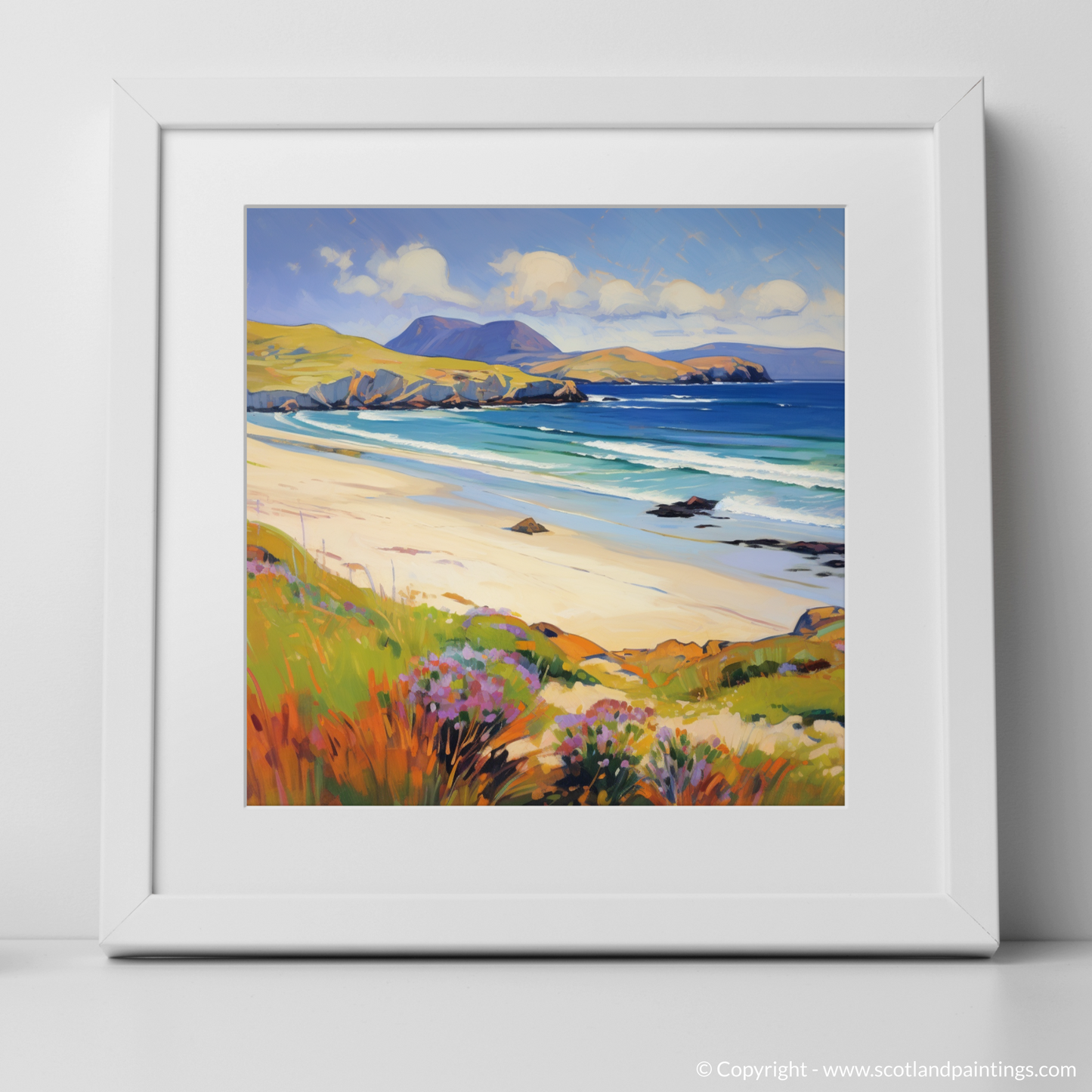 Art Print of Sandwood Bay, Sutherland in summer with a white frame