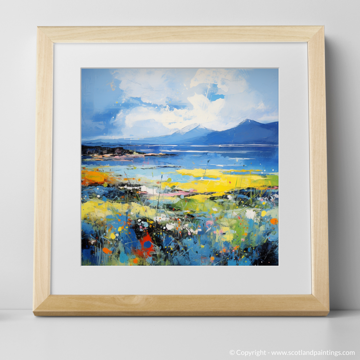 Painting and Art Print of Isle of Arran, Firth of Clyde in summer. Abstract Arran Summerscape.