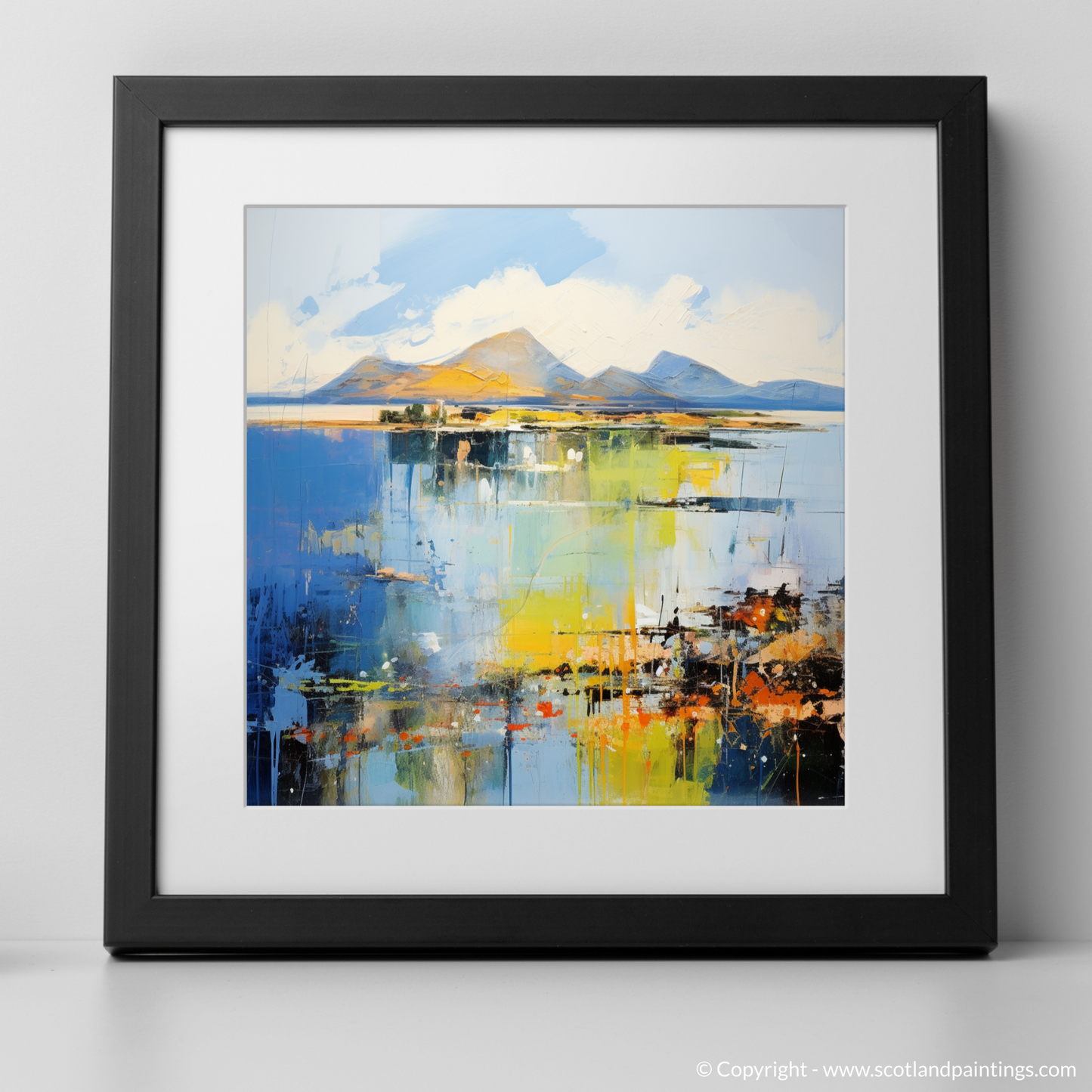 Art Print of Isle of Arran, Firth of Clyde in summer with a black frame