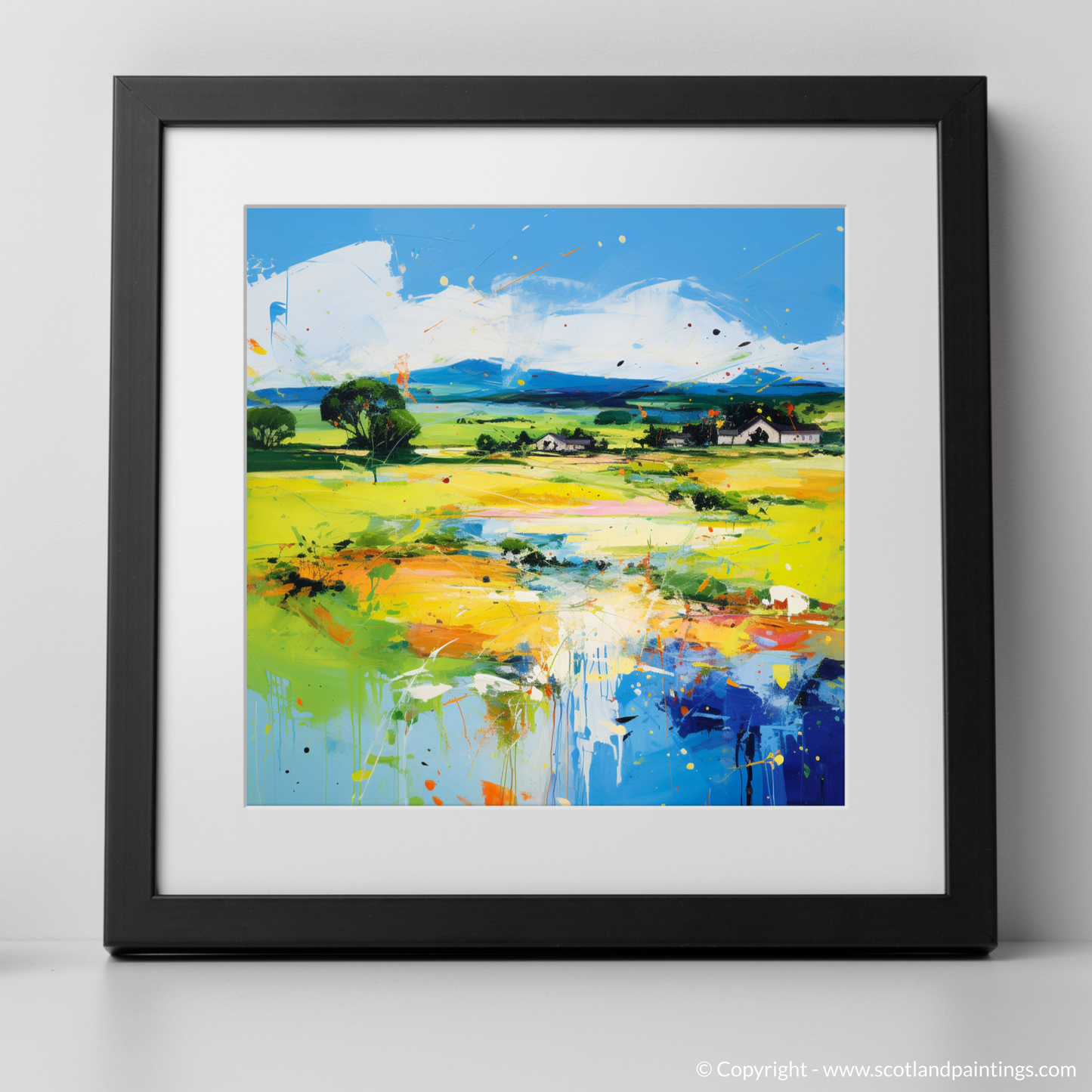 Art Print of Glenesk, Angus in summer with a black frame