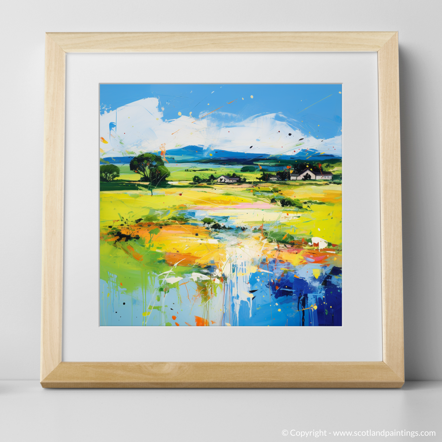 Art Print of Glenesk, Angus in summer with a natural frame