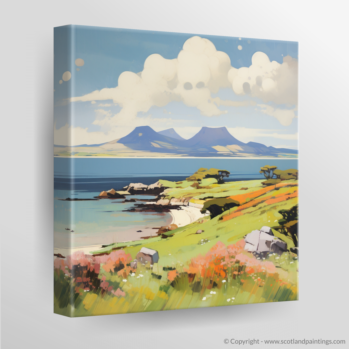 Painting and Art Print of Isle of Arran, Firth of Clyde in summer. Summer Essence of Isle of Arran.