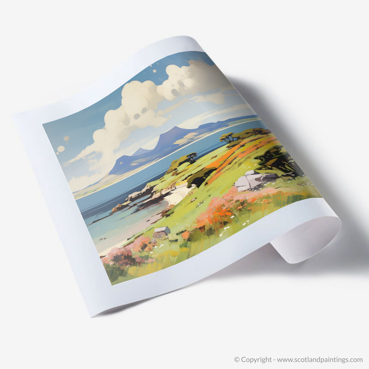 Painting and Art Print of Isle of Arran, Firth of Clyde in summer. Summer Essence of Isle of Arran.