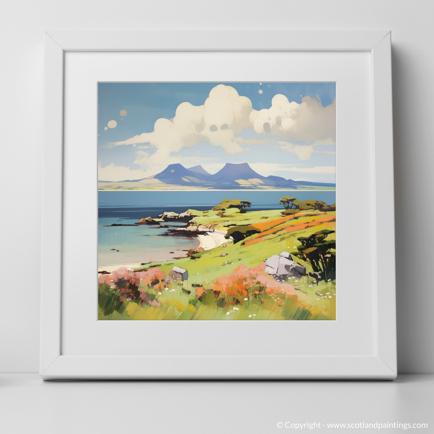 Painting and Art Print of Isle of Arran, Firth of Clyde in summer. Summer Essence of Isle of Arran.