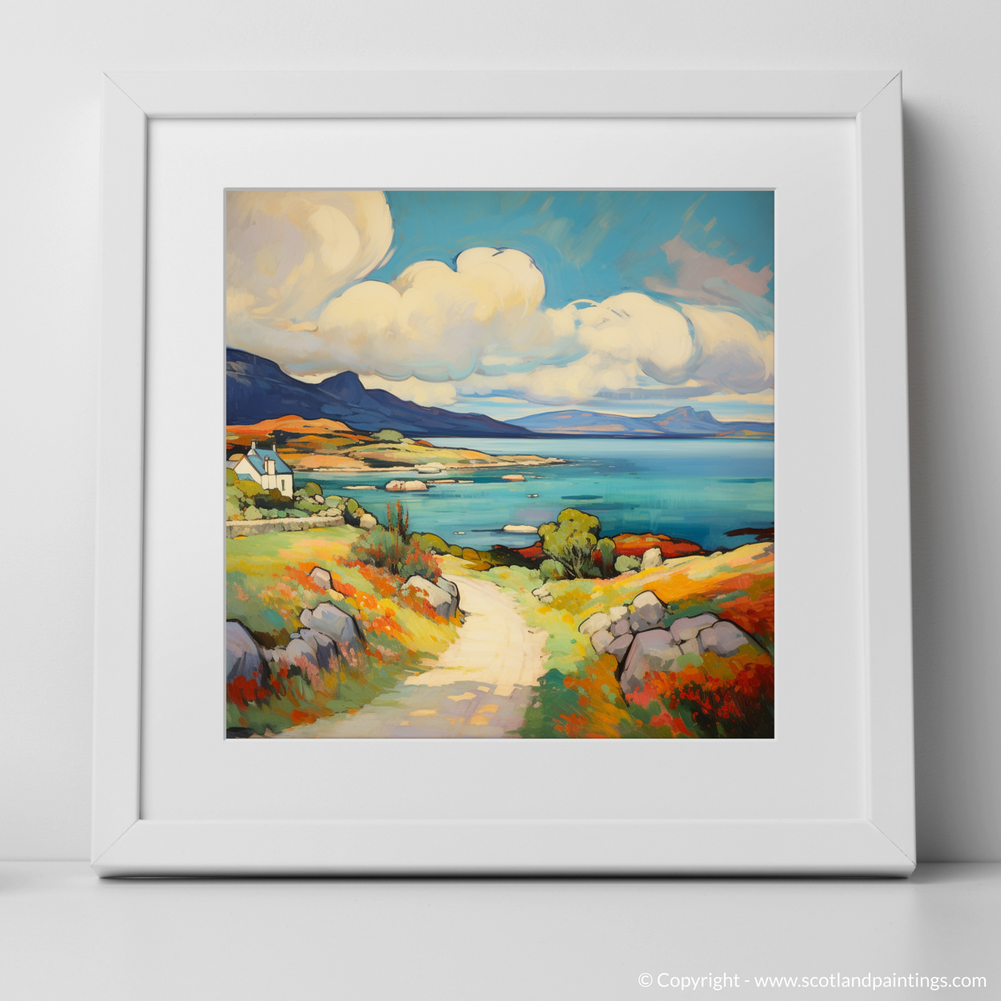 Art Print of Isle of Jura, Inner Hebrides in summer with a white frame