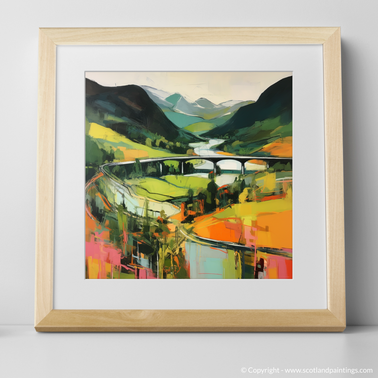 Art Print of Glenfinnan, Highlands in summer with a natural frame