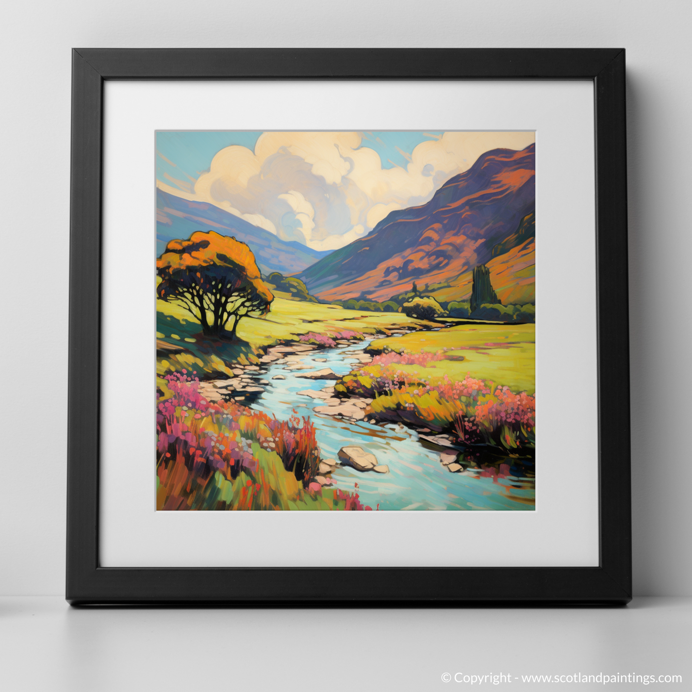 Painting and Art Print of Glen Doll, Angus in summer entitled 