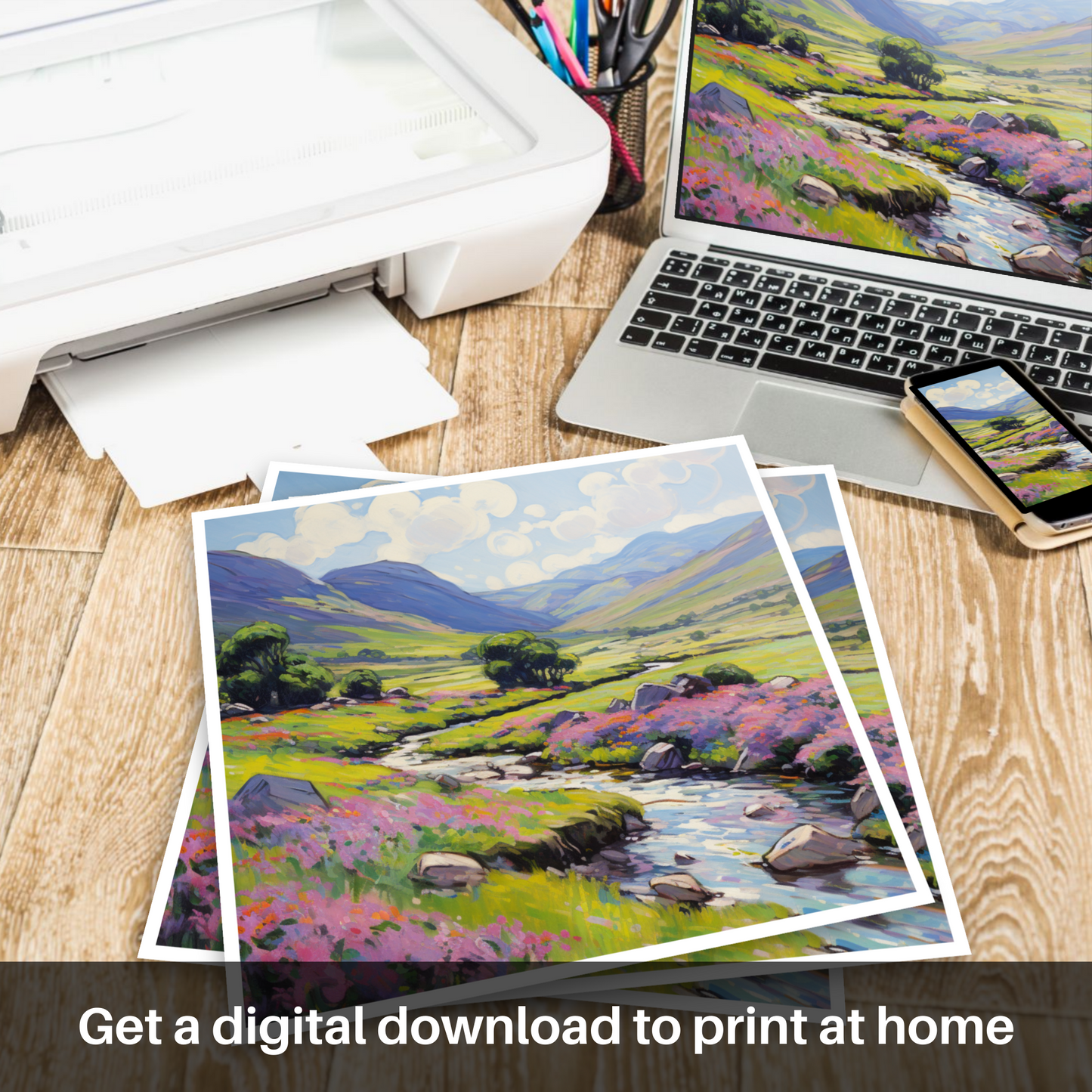 Downloadable and printable picture of Glen Doll, Angus in summer