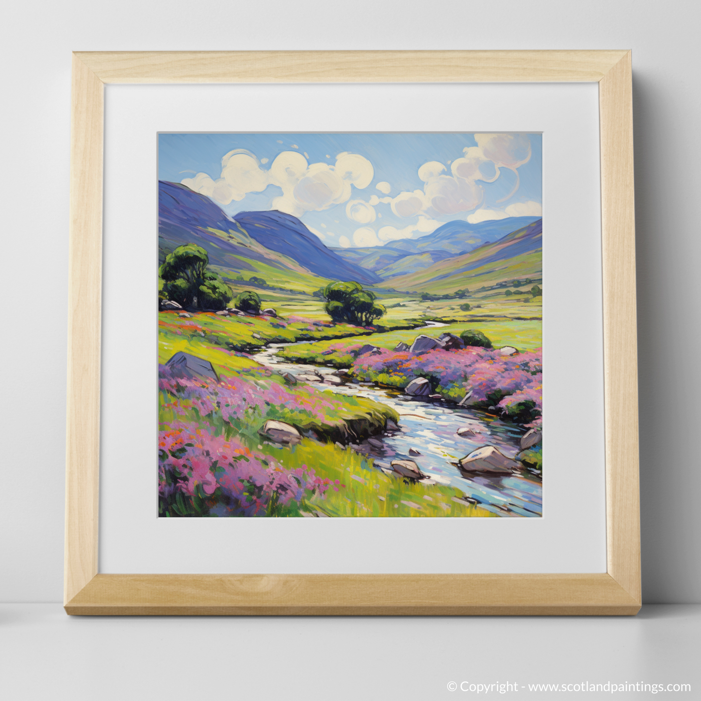 Art Print of Glen Doll, Angus in summer with a natural frame