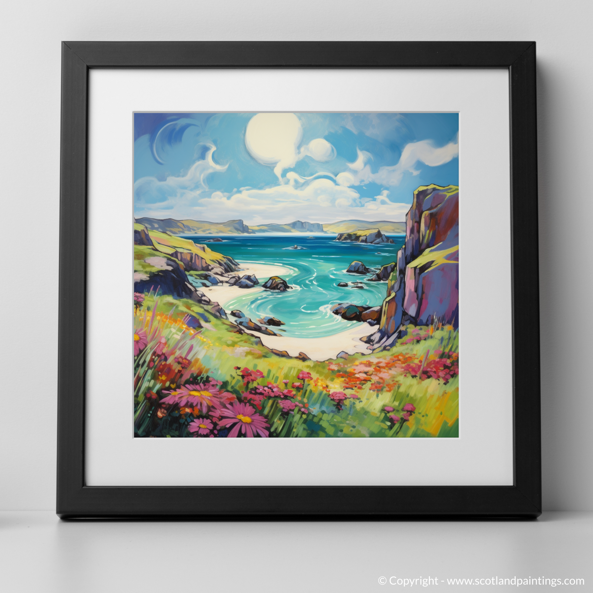 Art Print of Isle of Lewis, Outer Hebrides in summer with a black frame