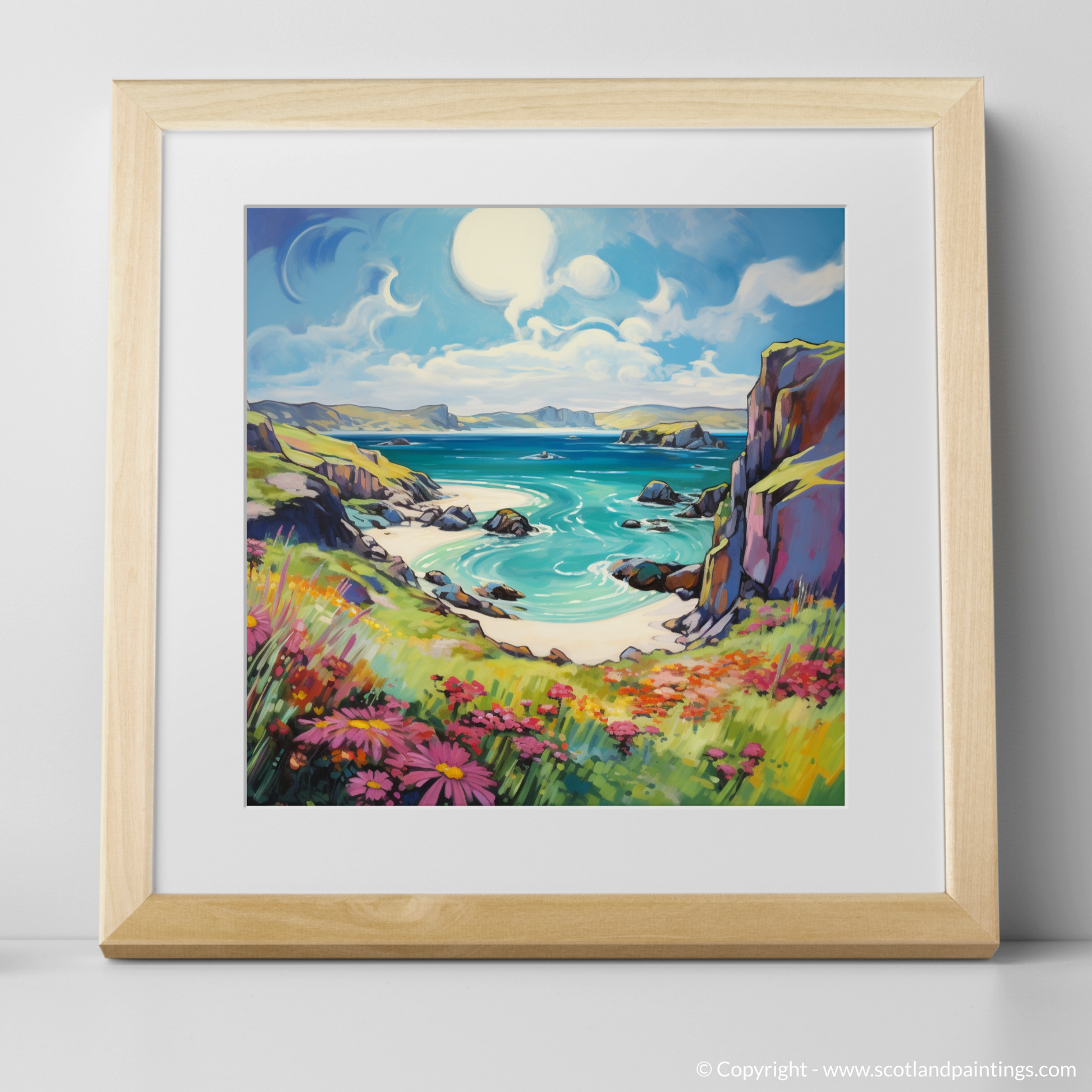 Art Print of Isle of Lewis, Outer Hebrides in summer with a natural frame