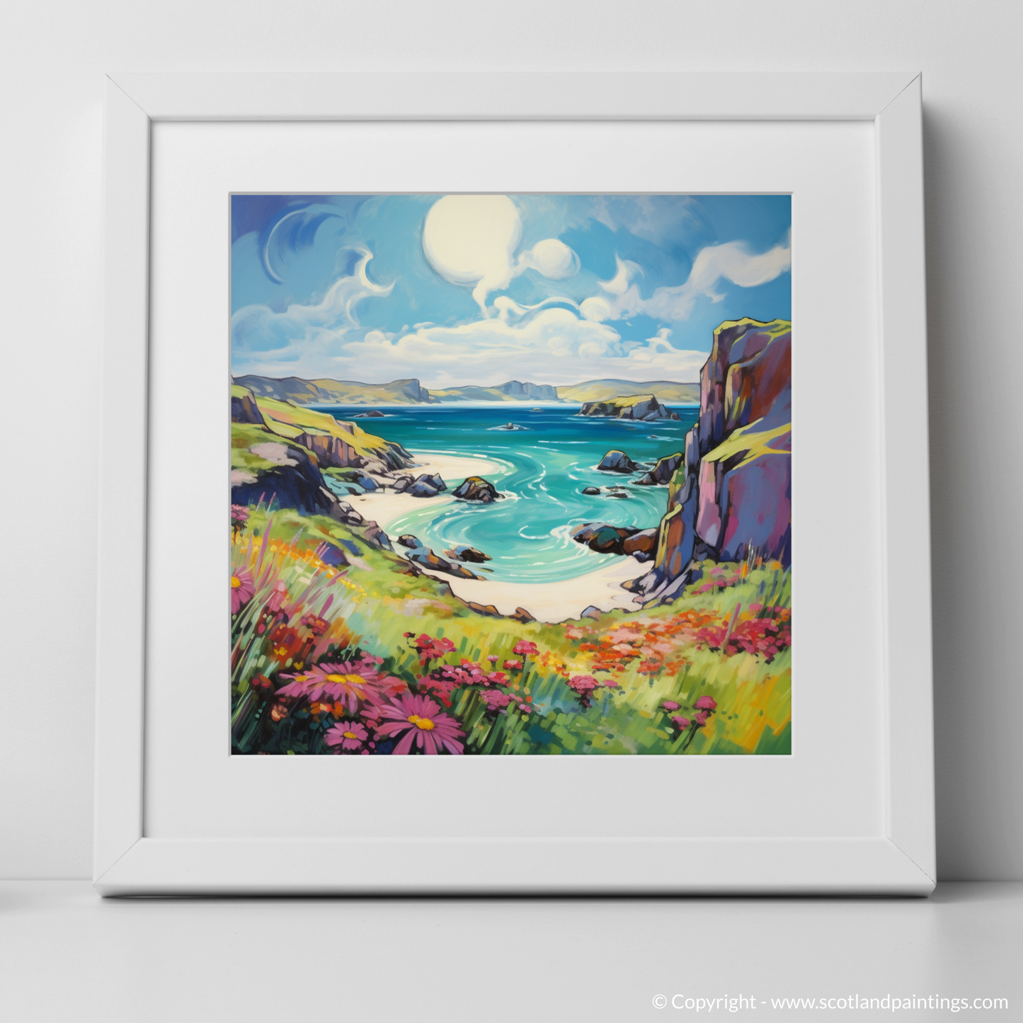 Art Print of Isle of Lewis, Outer Hebrides in summer with a white frame