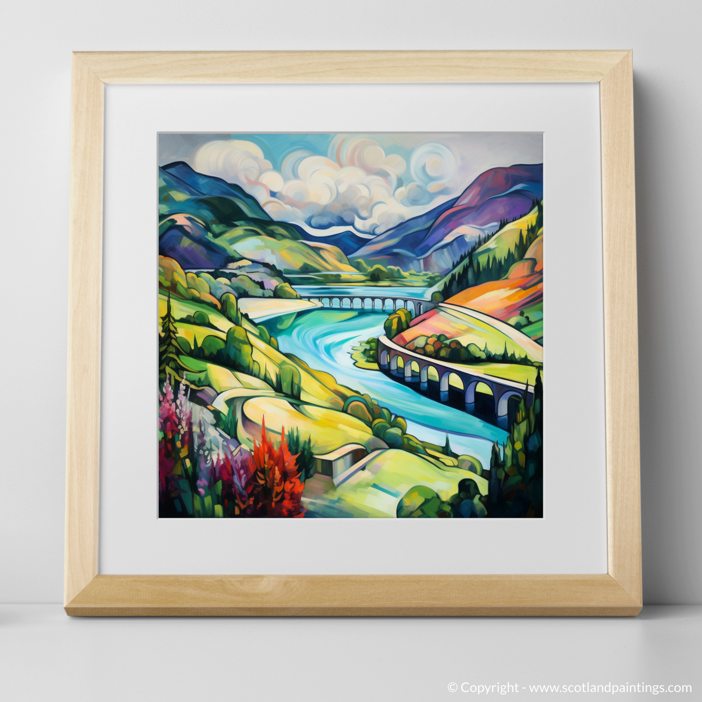 Art Print of Glenfinnan, Highlands in summer with a natural frame