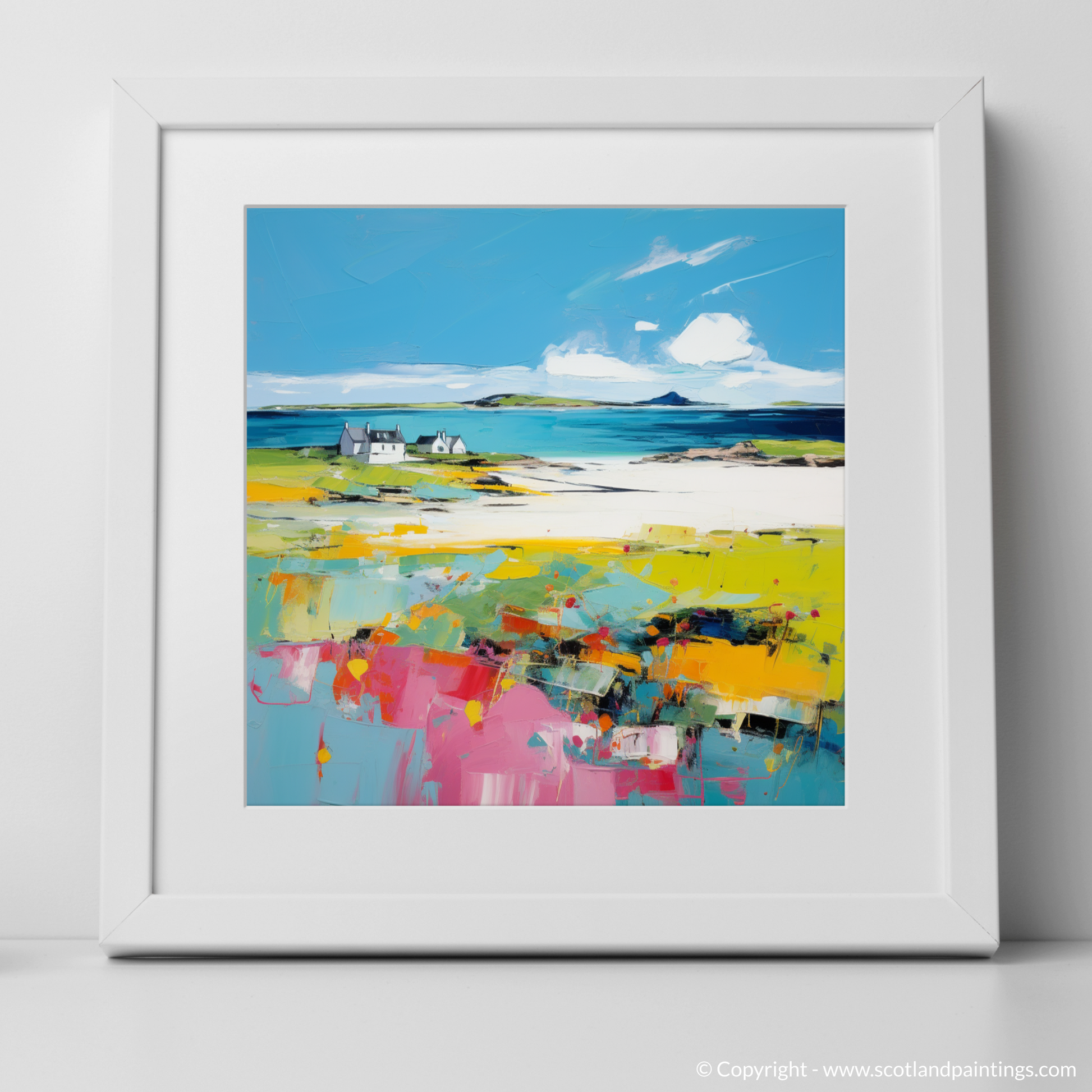 Art Print of Isle of Tiree, Inner Hebrides in summer with a white frame