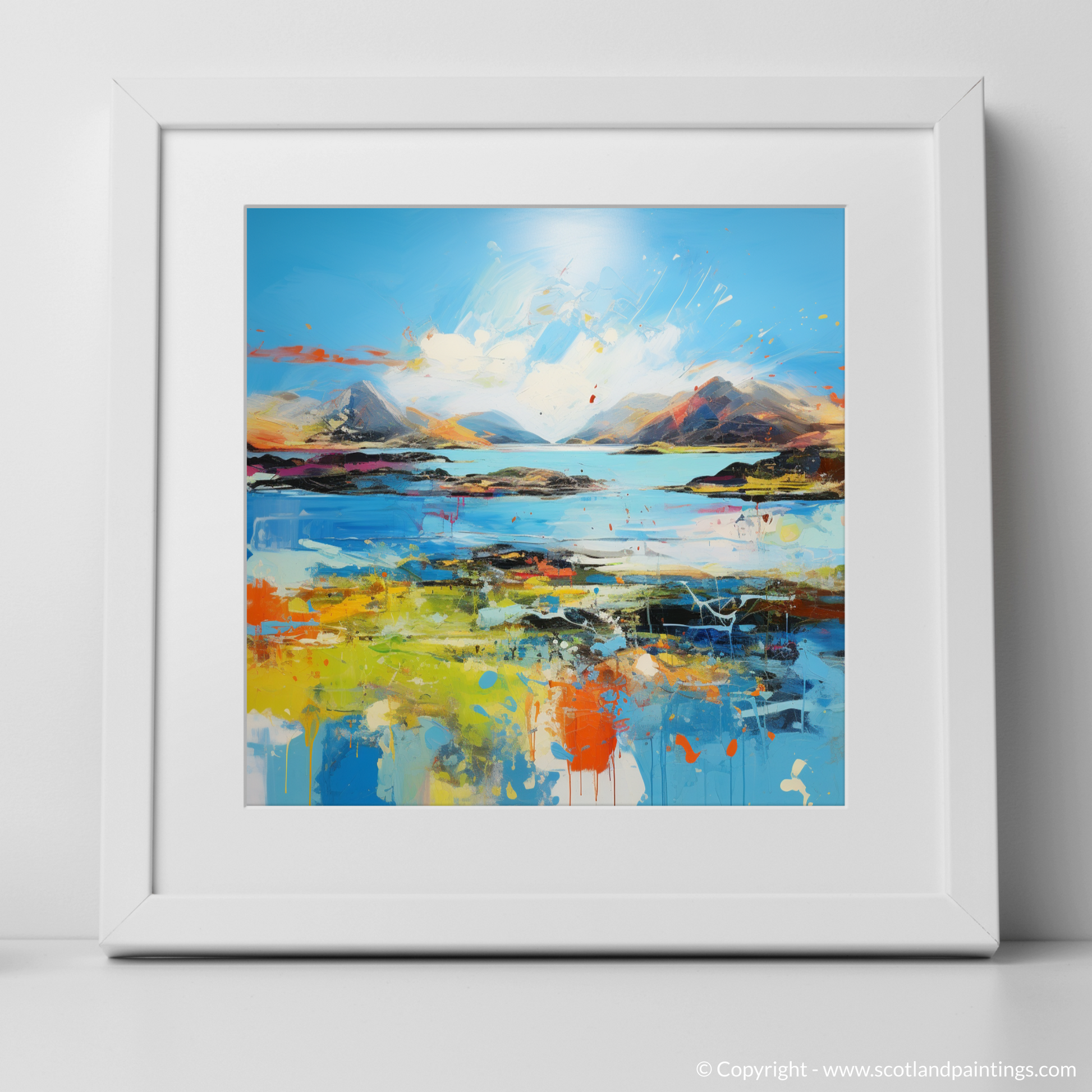 Art Print of Isle of Ulva, Inner Hebrides in summer with a white frame