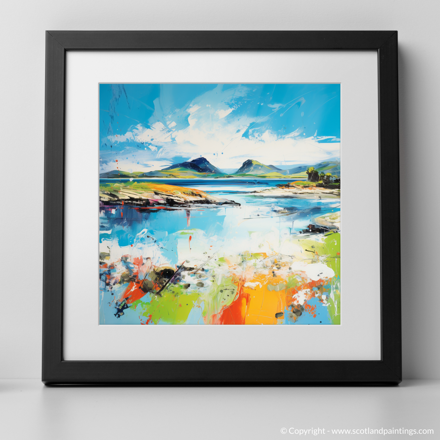 Art Print of Isle of Ulva, Inner Hebrides in summer with a black frame