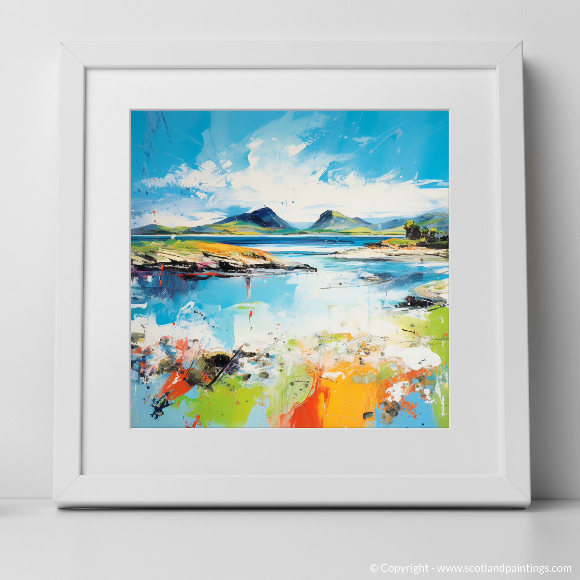 Art Print of Isle of Ulva, Inner Hebrides in summer with a white frame