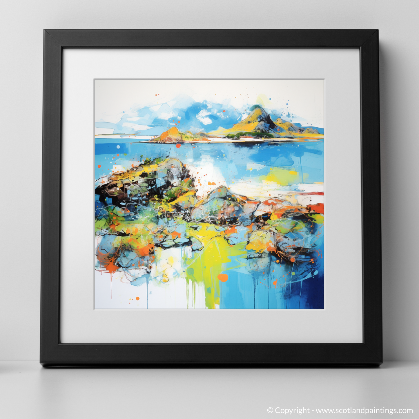 Art Print of Isle of Ulva, Inner Hebrides in summer with a black frame