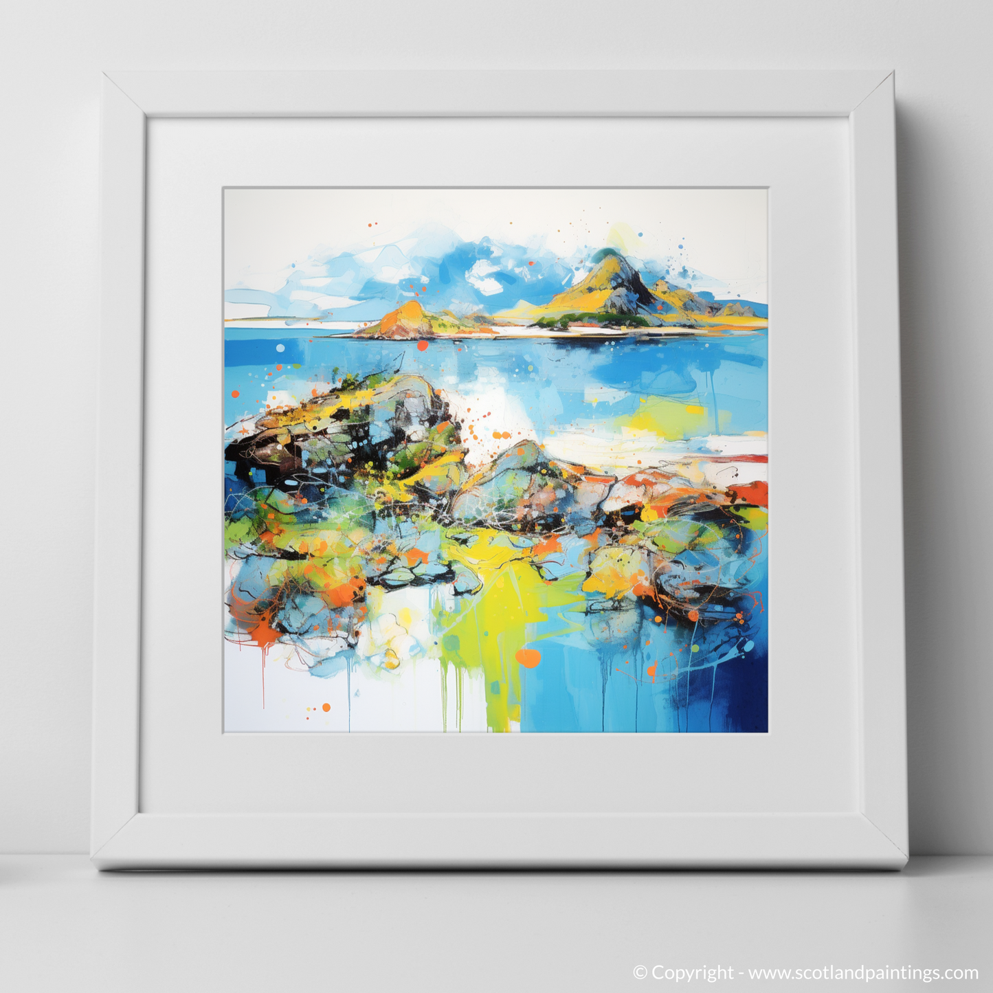 Art Print of Isle of Ulva, Inner Hebrides in summer with a white frame