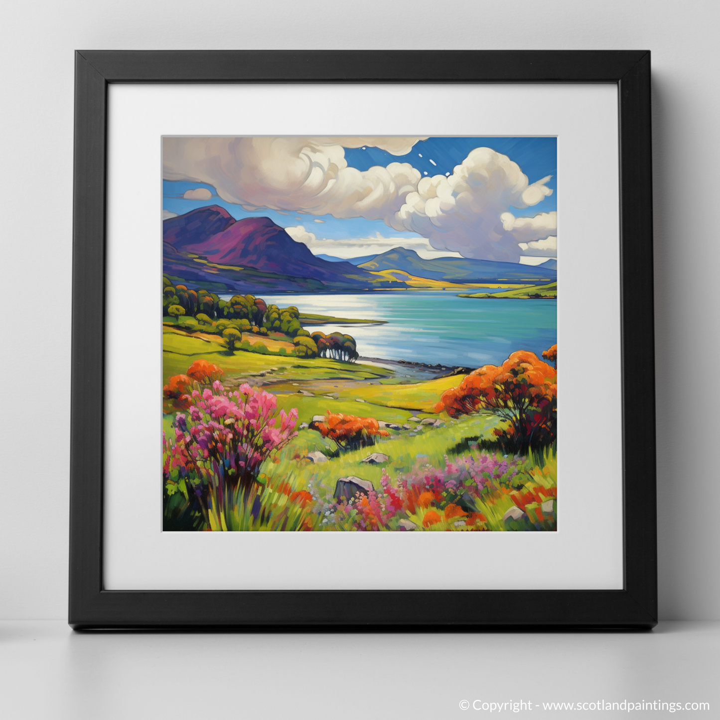 Art Print of Loch Leven, Highlands in summer with a black frame