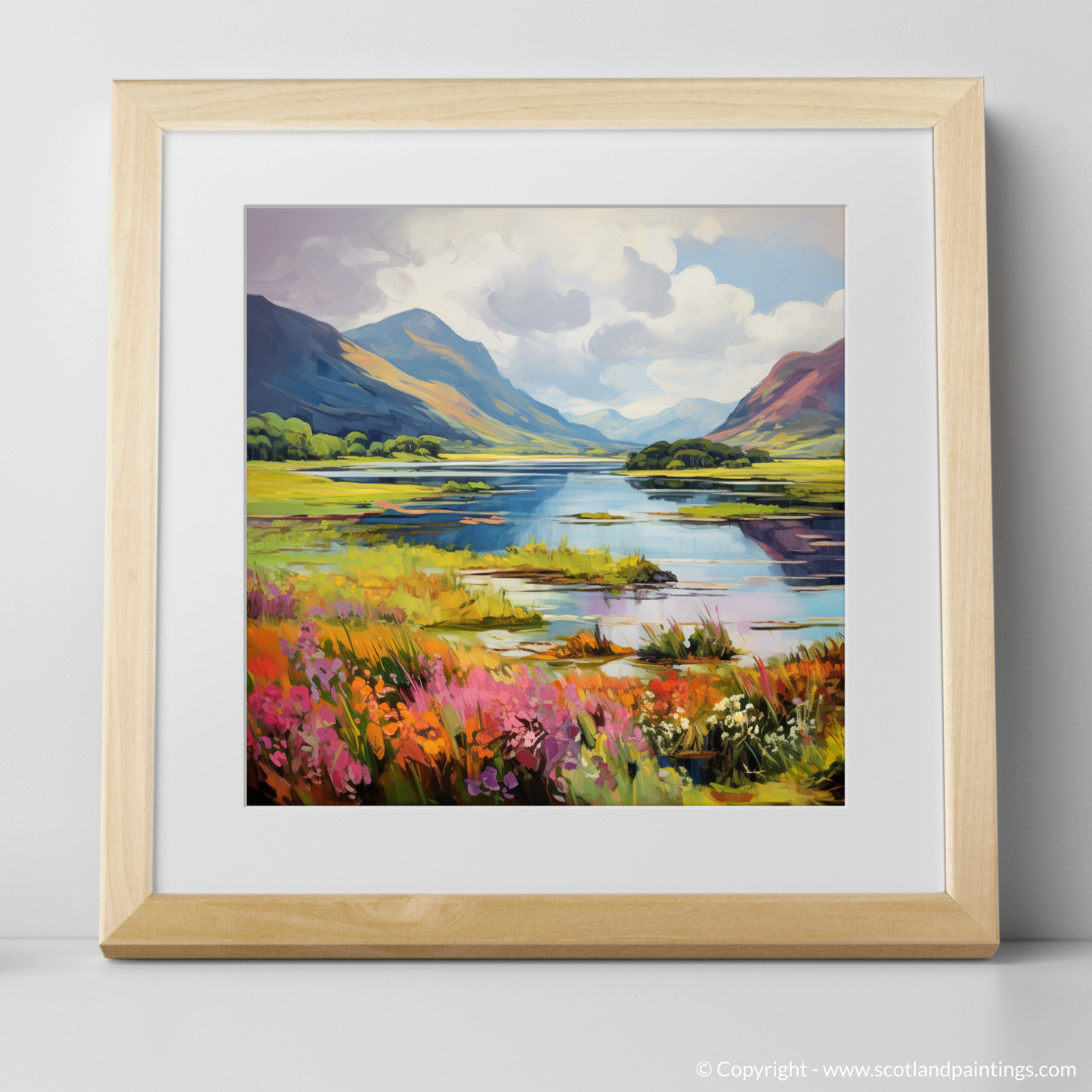 Art Print of Loch Leven, Highlands in summer with a natural frame